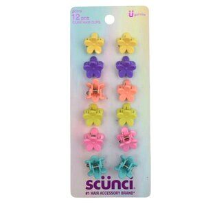 Scunci Flower Claw Hair Clips 12 Piece Set Yellow Purple Peach Pink Aqua
